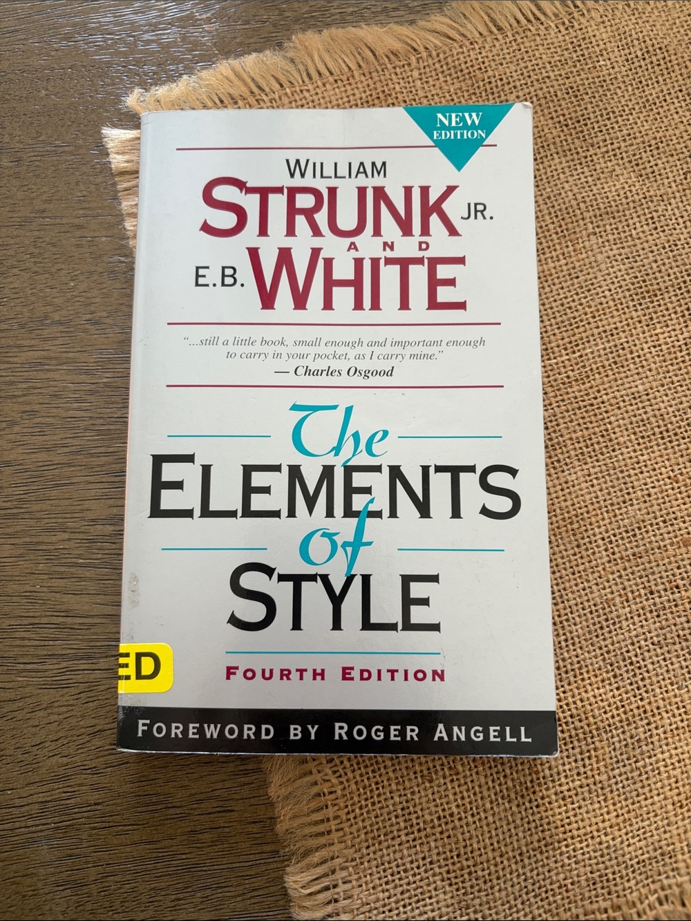 Source Unknown - White Book Cover with Teal and Maroon Accents